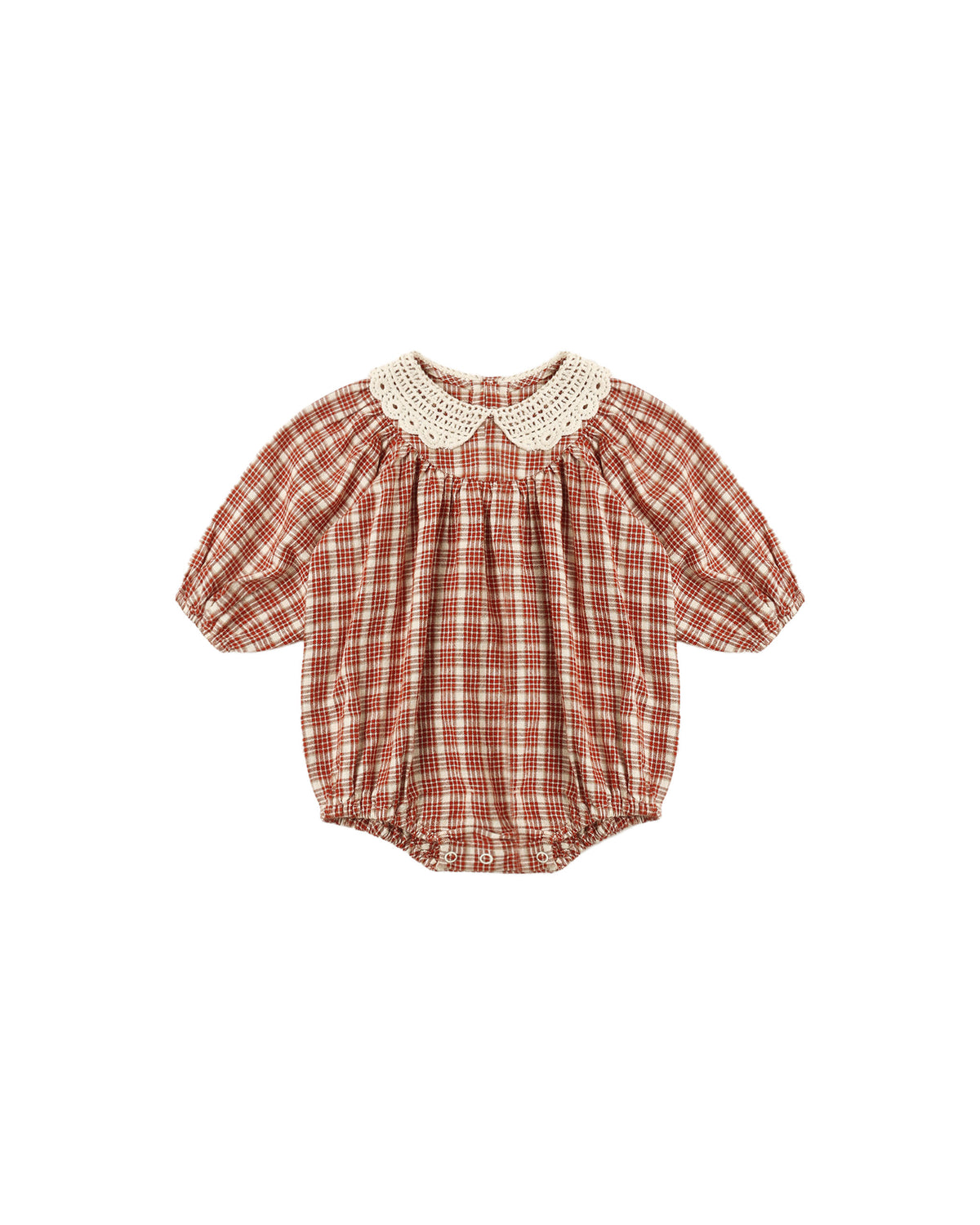 Rylee + Cru Heidi Romper Vintage Plaid Ruby