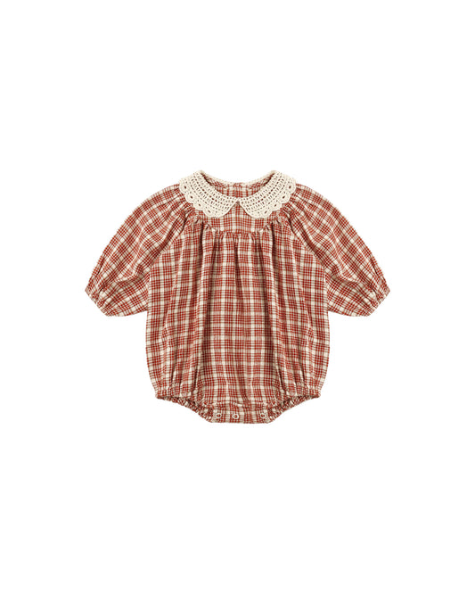 Rylee + Cru Heidi Romper Vintage Plaid Ruby
