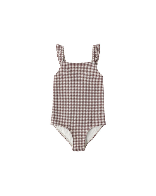 Rylee + Cru Positano One-Piece Chocolate Houndstooth