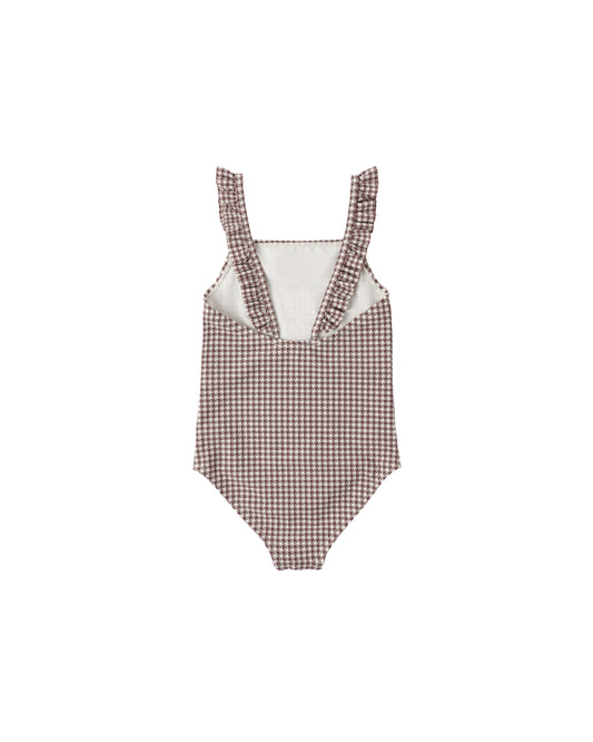 Rylee + Cru Positano One-Piece Chocolate Houndstooth