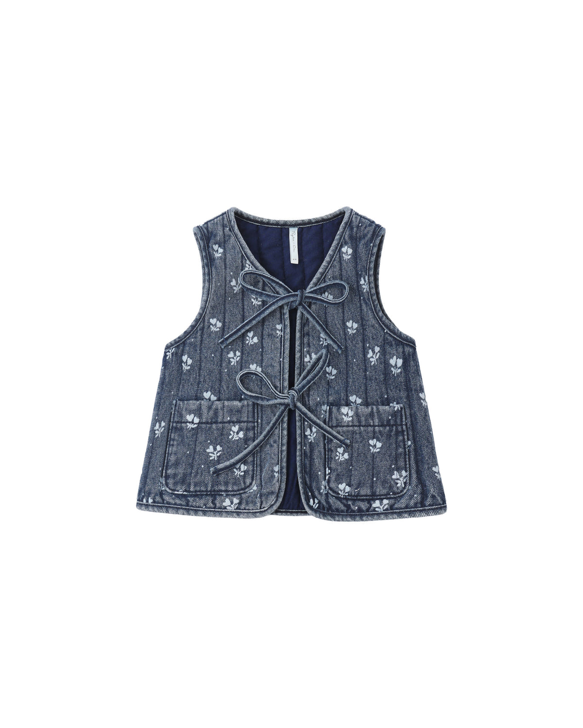 Rylee + Cru Denim Vest Heart Ditsy