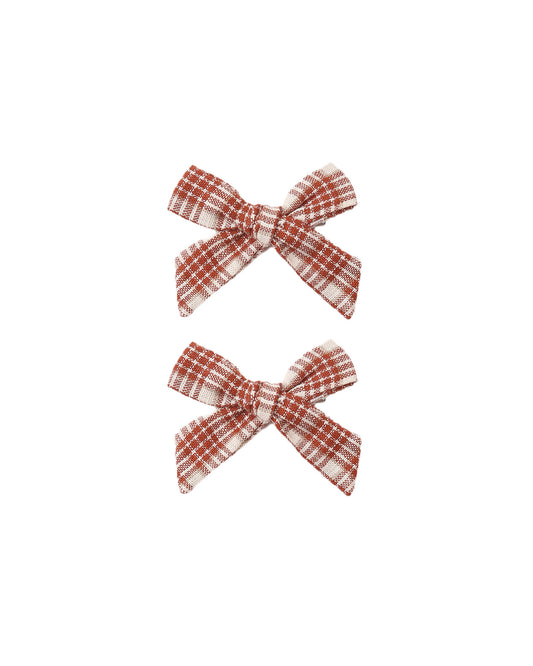Rylee + Cru Teen Bows Set of 2 Vintage Plaid Ruby