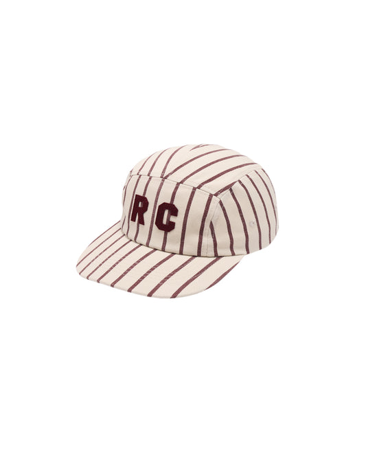 Rylee + Cru Skater Hat Burgundy Pinstripe