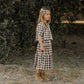 Rylee + Cru Tiered Midi Skirt Natural Charcoal Check