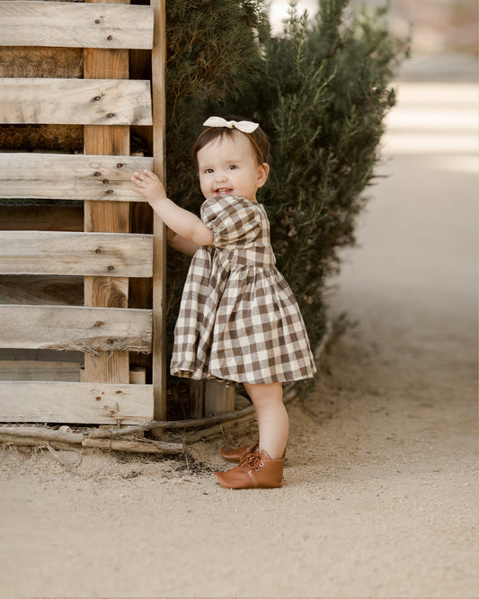 Rylee + Cru Marley Dress Natural Charcoal Check