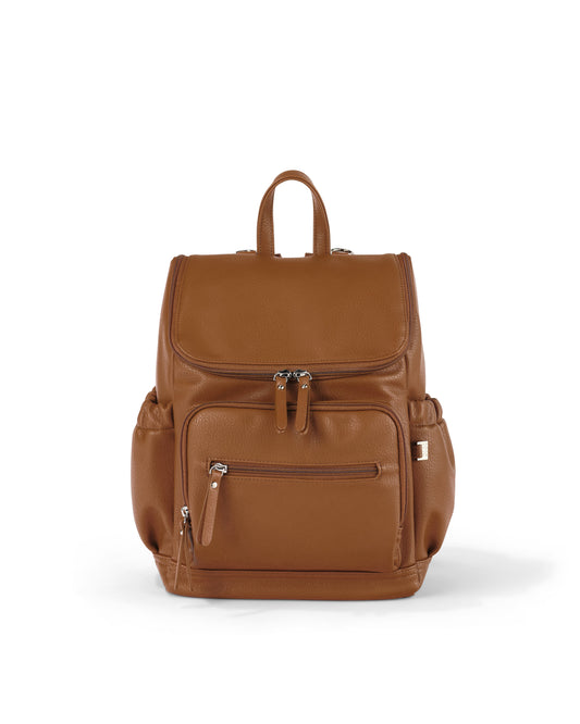 OiOi Mini Vegan Leather Signature Backpack Chestnut Brown