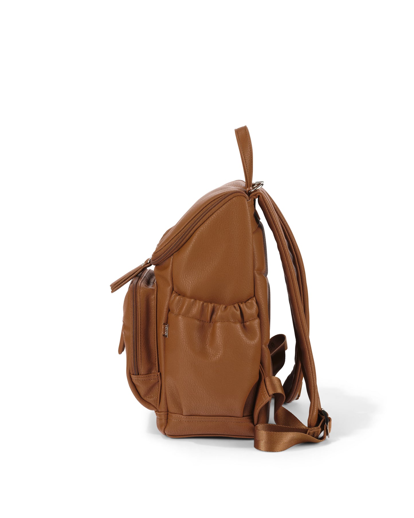 OiOi Mini Vegan Leather Signature Backpack Chestnut Brown