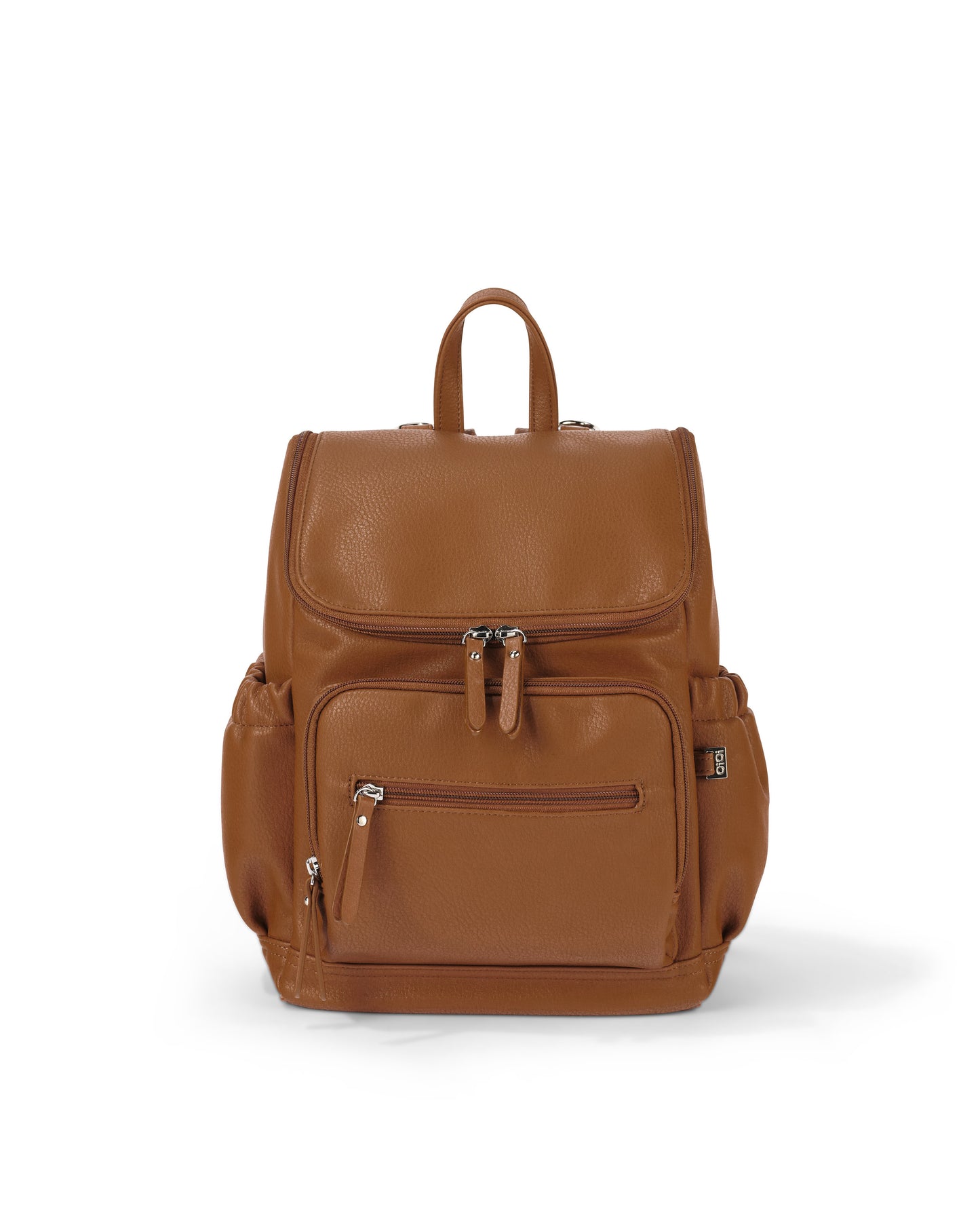 OiOi Mini Vegan Leather Signature Backpack Chestnut Brown