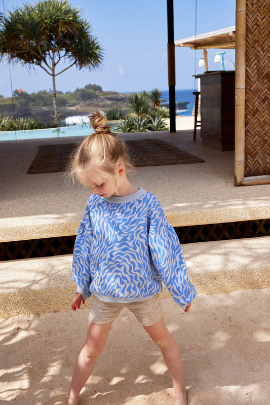 Grown Knitted Scallop Pull Over Aqua