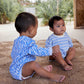 Grown Organic Stripe Romper Marine/Milk