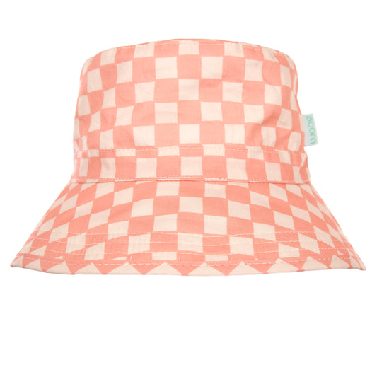 Acorn Broad Brim Bucket Hat Pink Checks