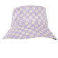 Acorn Lavender Checks Broad Brim Bucket Hat