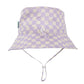 Acorn Lavender Checks Broad Brim Bucket Hat