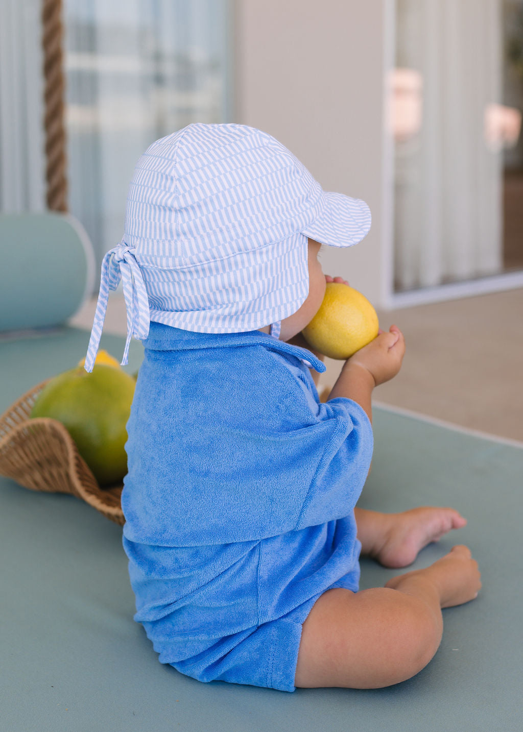 Acorn Blue Sprinkle Soft Jersey Flap Cap