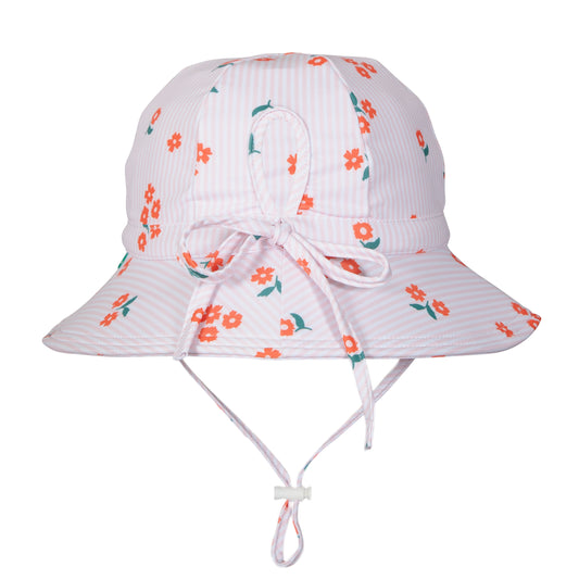 Acorn Striped Posy Wide Brim Swim Hat