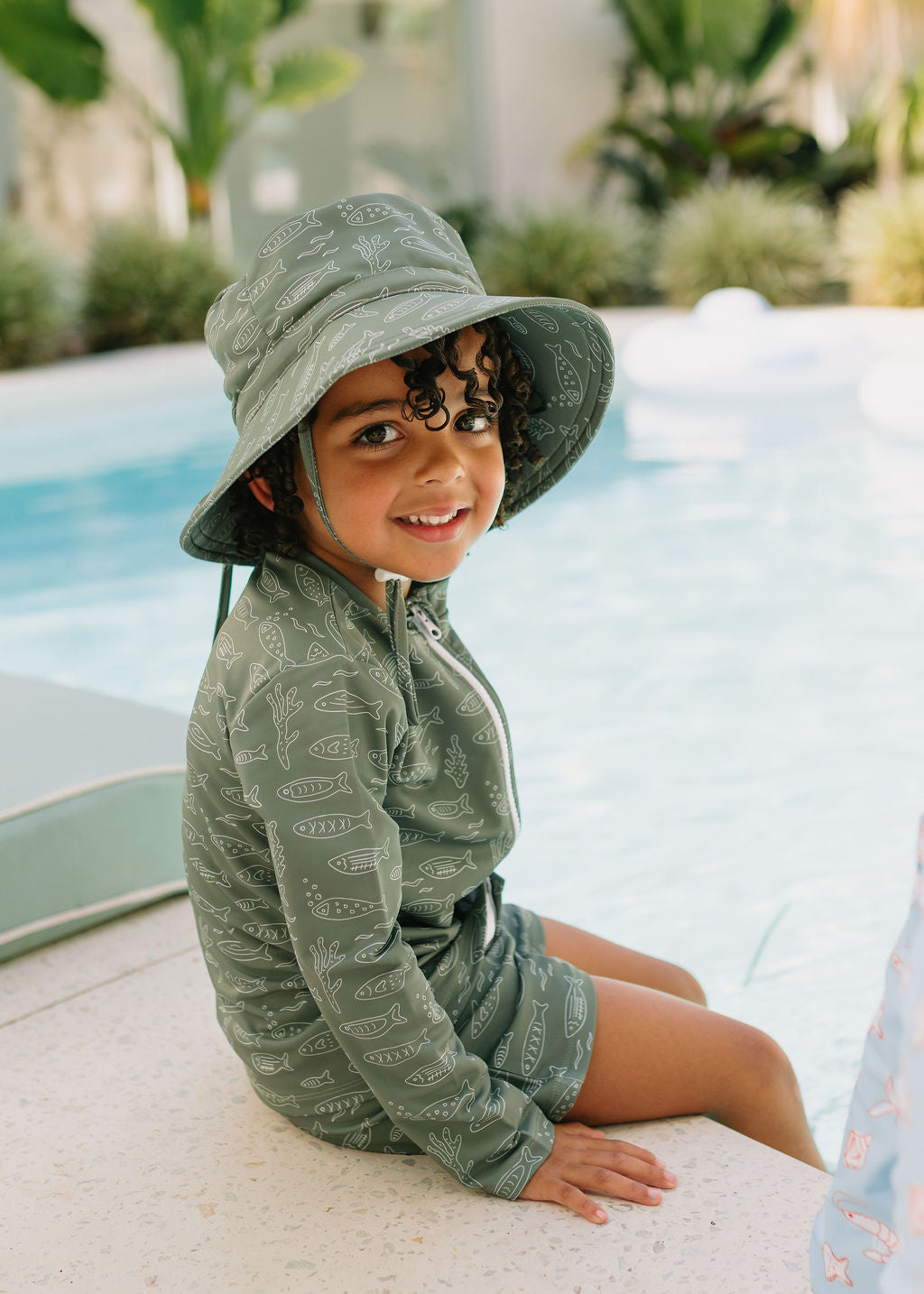Acorn School Of Fish Wide Brim Swim Bucket Hat