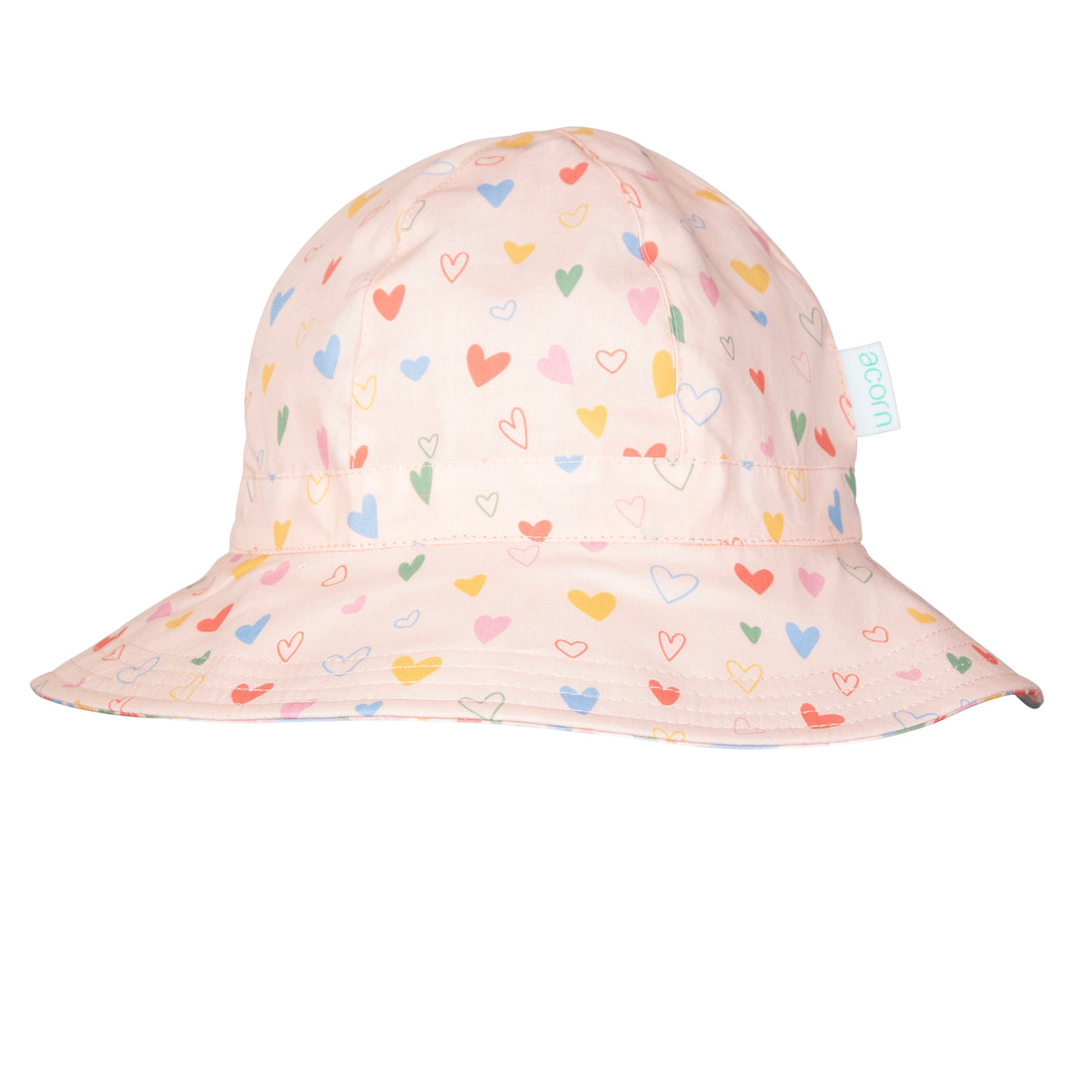 Acorn Floating Hearts Reversible Wide Brim Sunhat
