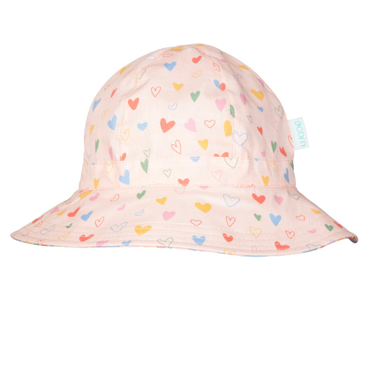 Acorn Floating Hearts Wide Brim Infant Hat