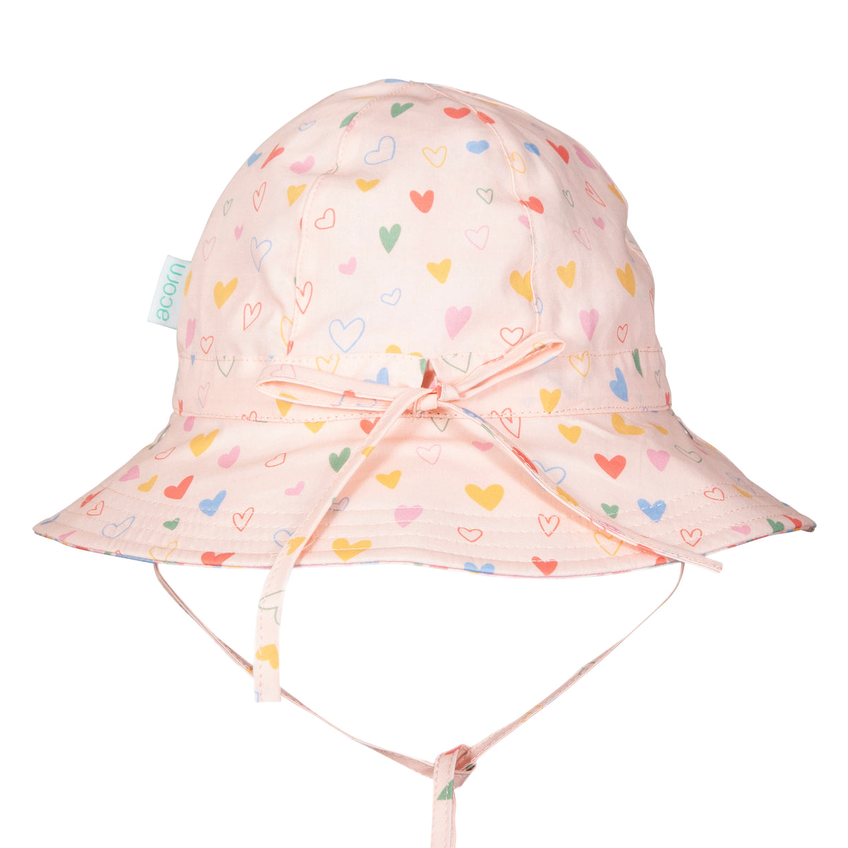 Acorn Floating Hearts Reversible Wide Brim Sunhat