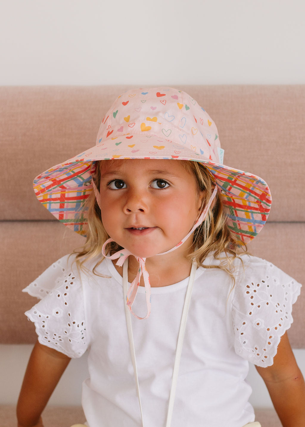Acorn Floating Hearts Reversible Wide Brim Sunhat