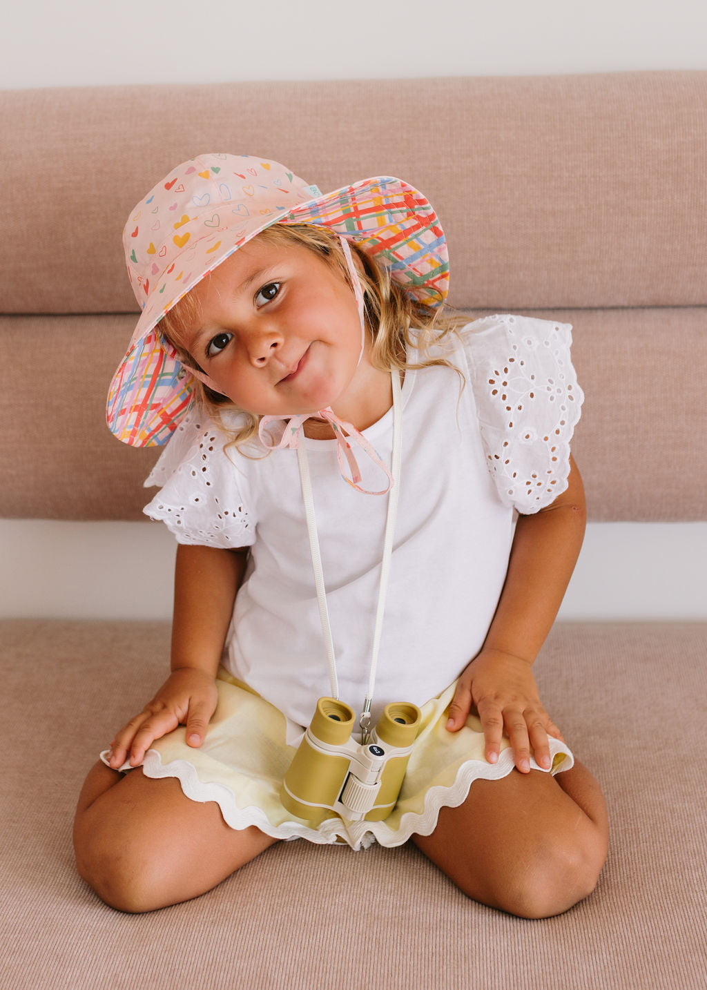 Acorn Floating Hearts Reversible Wide Brim Sunhat