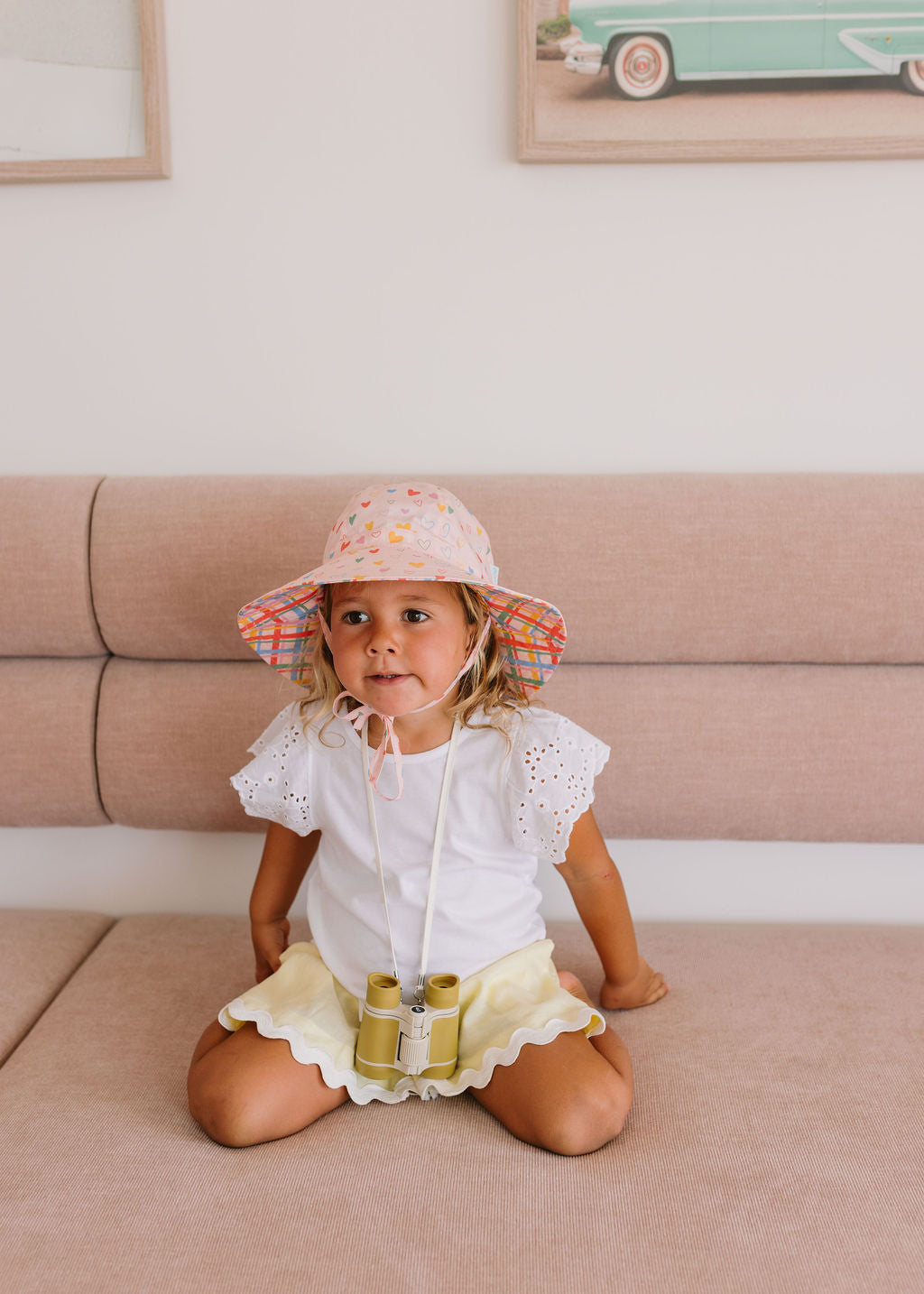 Acorn Floating Hearts Reversible Wide Brim Sunhat