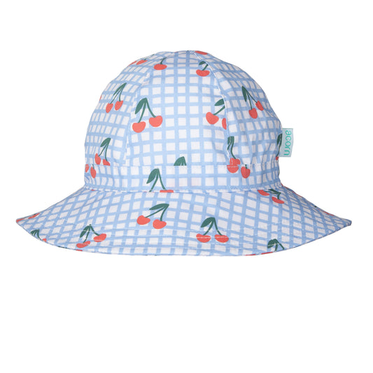 Acorn Cherry Checks Wide Brim Swim Hat
