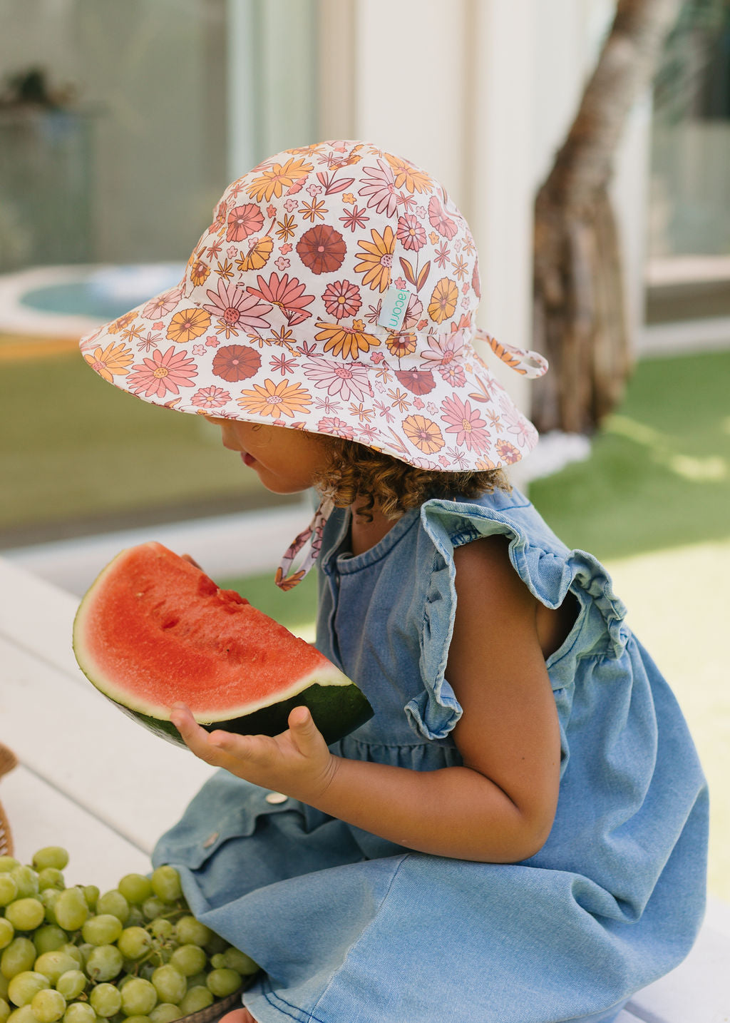 Acorn Retro Blooms Wide Brim Sunhat