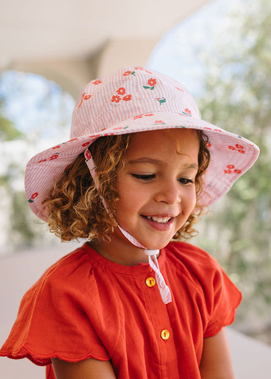 Acorn Striped Posy Wide Brim Sunhat