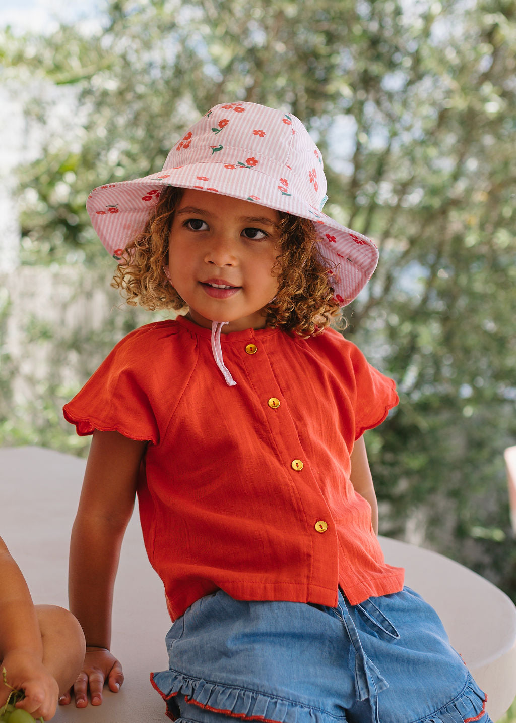 Acorn Striped Posy Wide Brim Sunhat