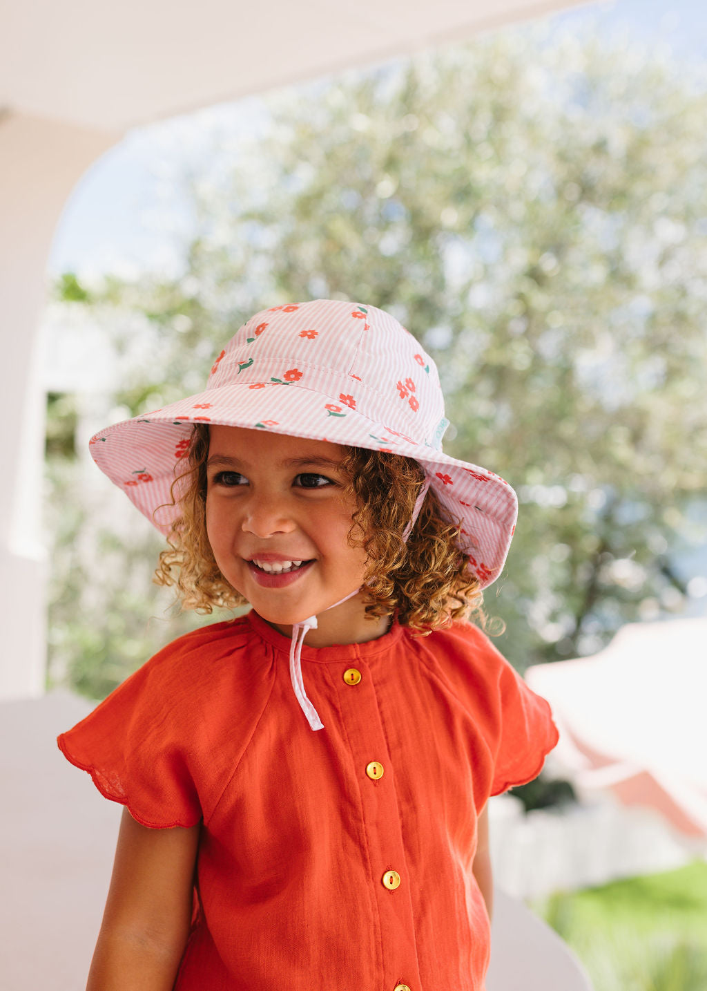 Acorn Striped Posy Wide Brim Sunhat
