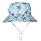 Acorn Blue Checked Palms Wide Brim Bucket Hat