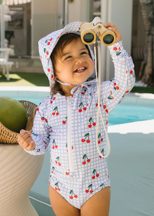 Acorn Cherry Checks Swim Flap Cap
