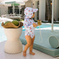 Acorn Cherry Checks Swim Flap Cap