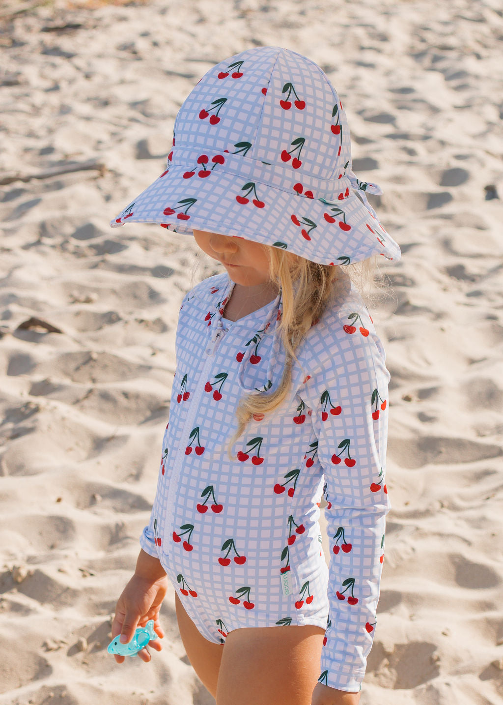 Acorn Cherry Checks Wide Brim Swim Hat