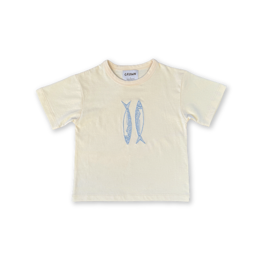 Grown Organic Sardine Embroidered Tee Milk