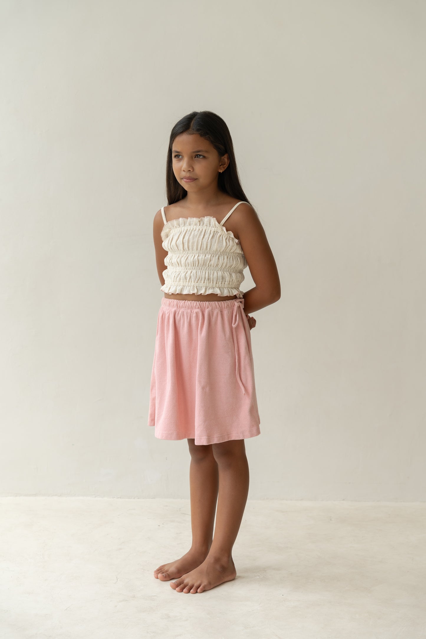 Illoura The Label Shirred Crop Ecru