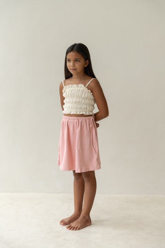 Illoura The Label Shirred Crop Ecru