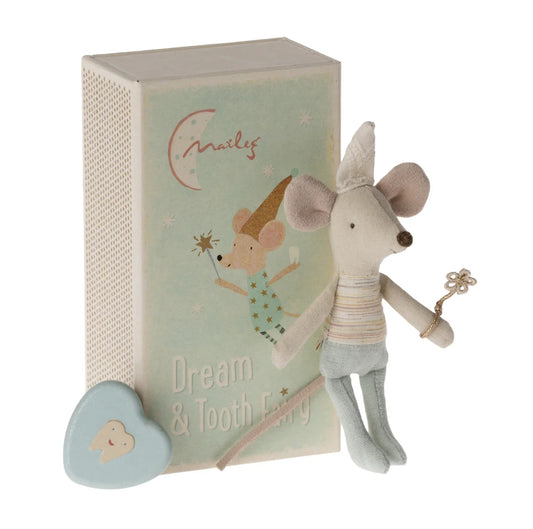 Maileg Tooth Fairy Mouse Little Brother in Box Baby Blue