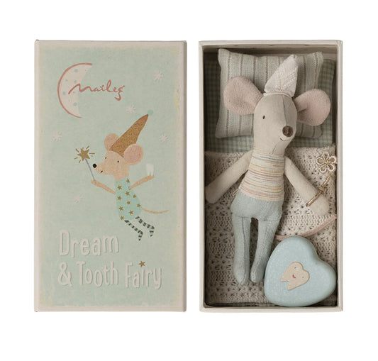 Maileg Tooth Fairy Mouse Little Brother in Box Baby Blue