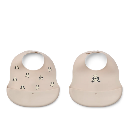 Liewood Ember Printed Bib 2 Pack Panda / Sandy