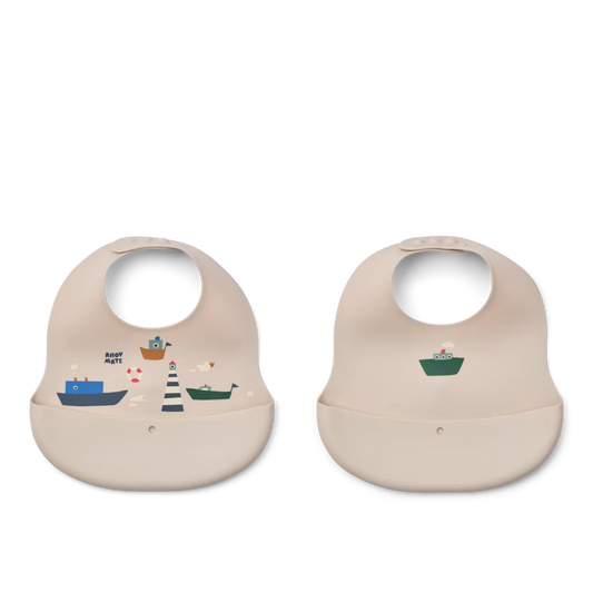 Liewood Ember Printed Bib 2 Pack Sailing/ Sandy (Copy)