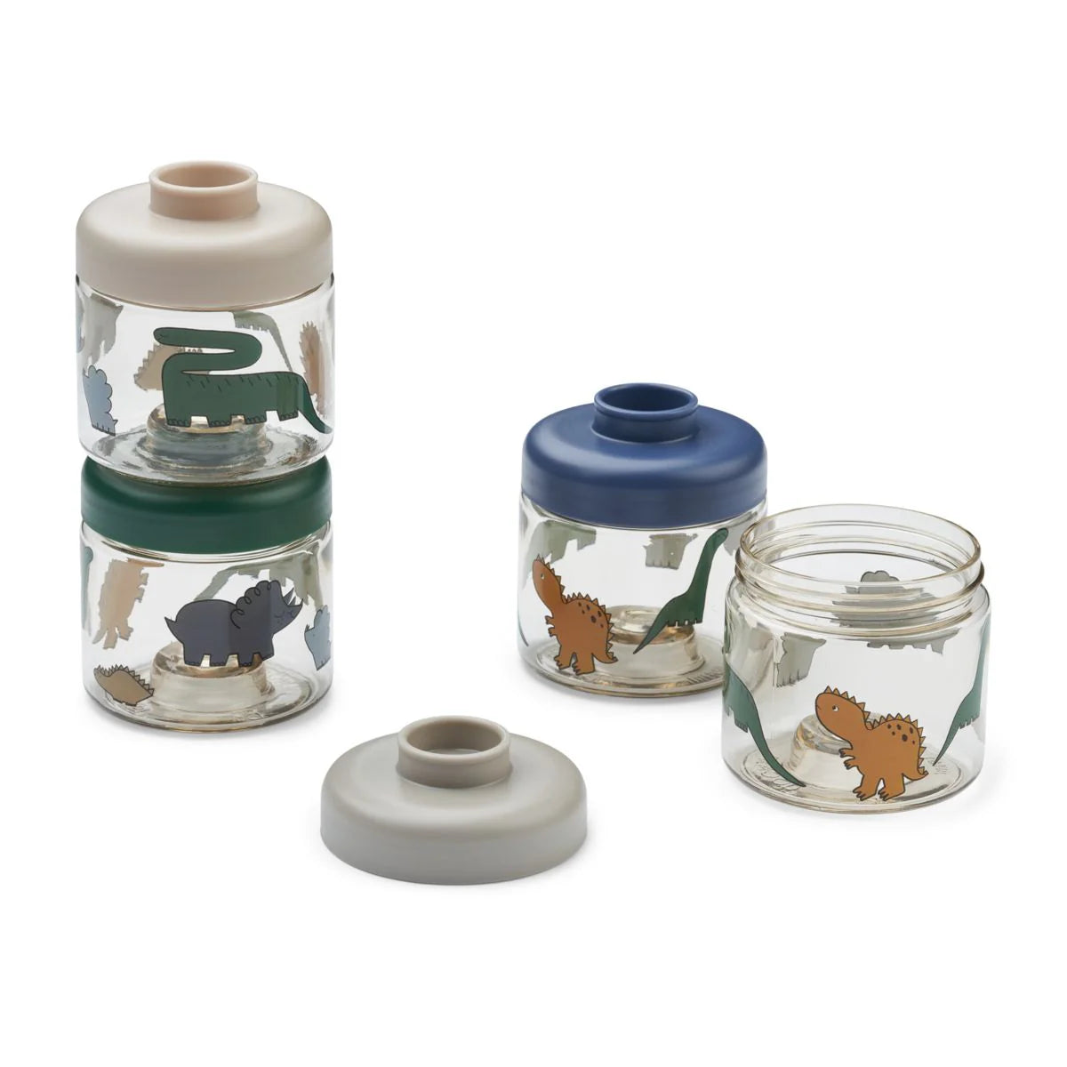 Liewood Dominique Baby Food Storage 4 pack Dinosaurs/Mist