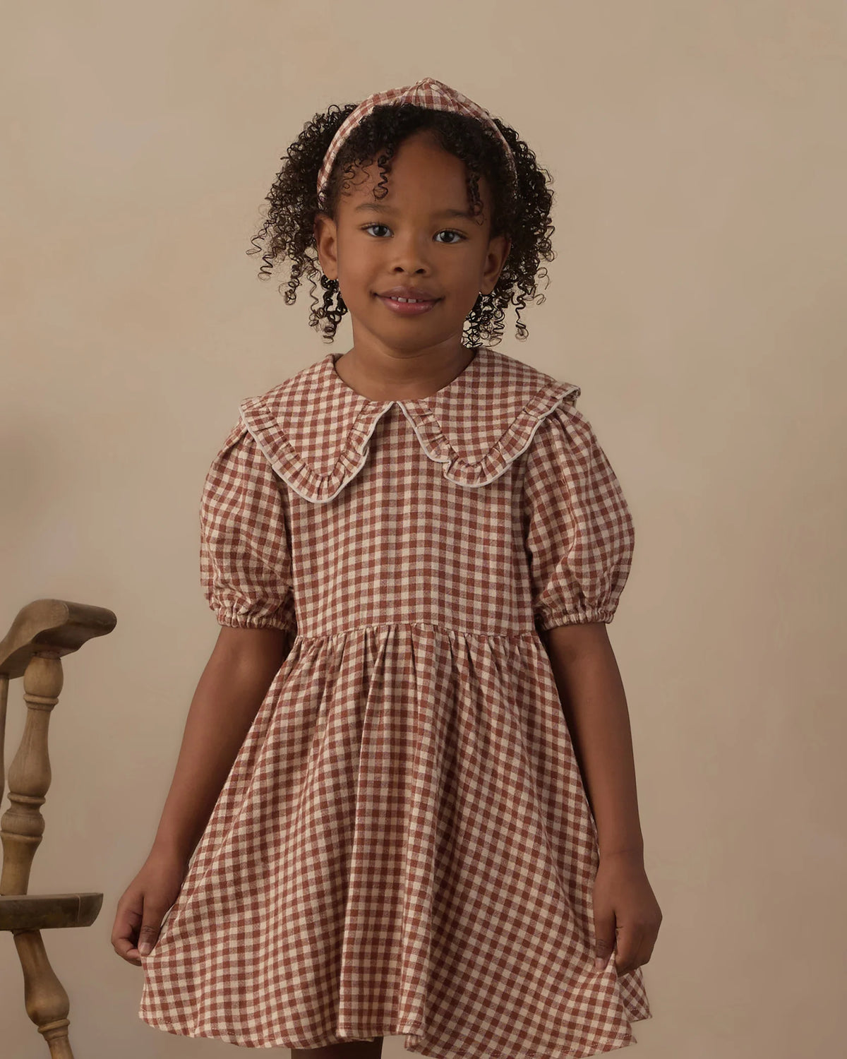 Rylee + Cru Camille Dress Brick Check