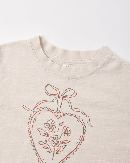 Rylee + Cru Boxy Tee Heart Locket Petal