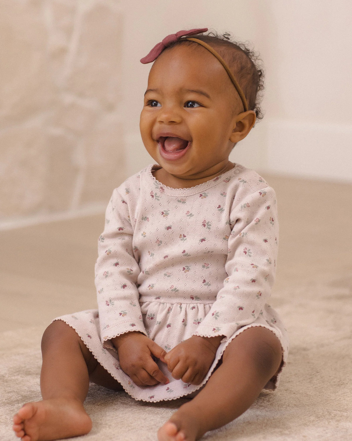 Quincy Mae Pointelle Ruffle Romper Blush
