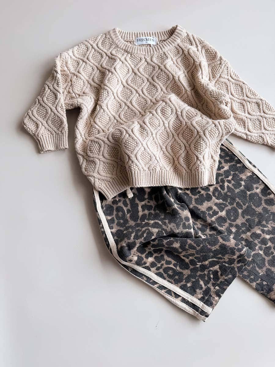 Freckles The Label Little Cub Denim Track Pants | Leopard Racer