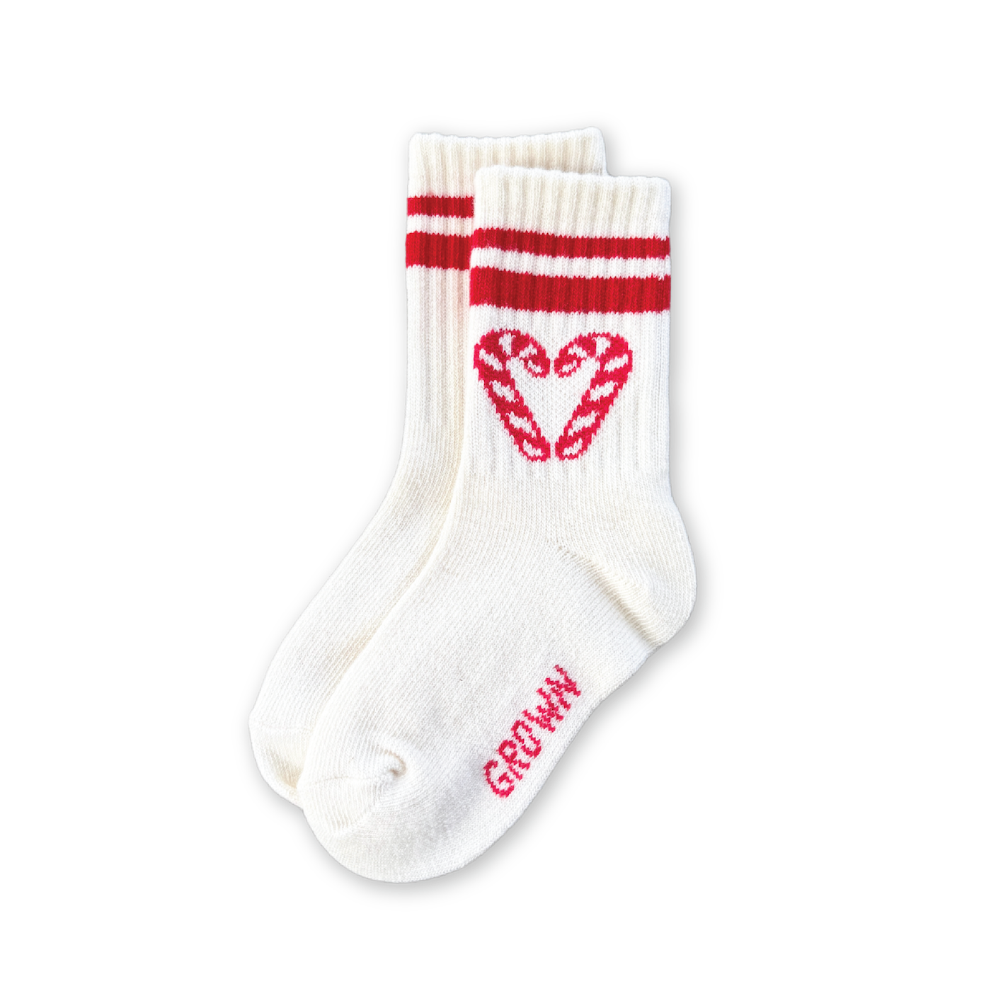 Grown Candy Cane Heart Socks Milk