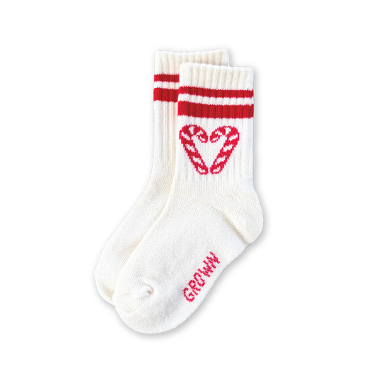 Grown Candy Cane Heart Socks Milk