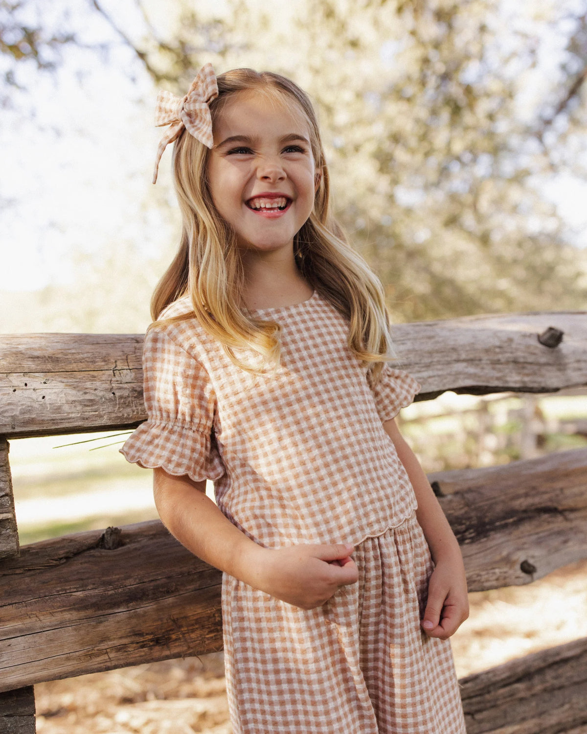 Rylee + Cru Gracie Blouse Fawn Gingham